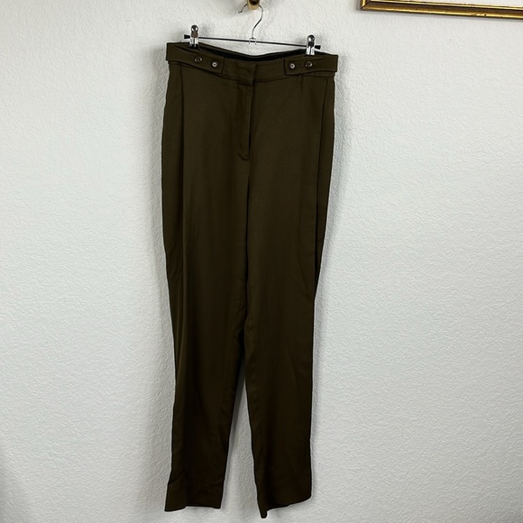 Cedric Charlier Green Olive Textured Double Side Buttons Trousers - Picture 2 of 8